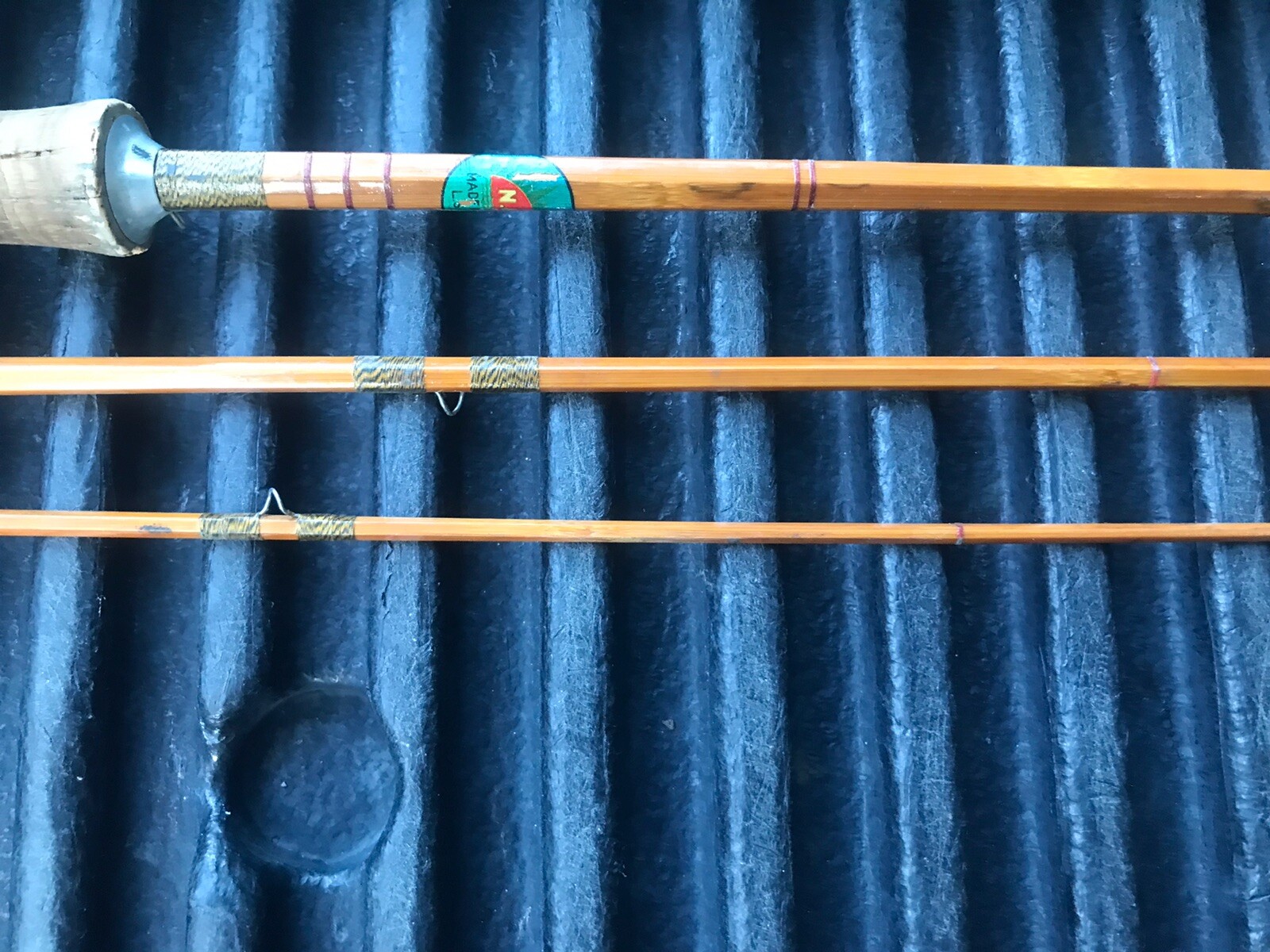 NKK 3pc Made in Japan Bamboo Fly Fishing Rod With Metal Vtg Tube Case