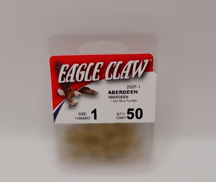 Eagle Claw 202FH-1 Gold Aberdeen Hook Light Wire Plain Shank Size 1 50CT