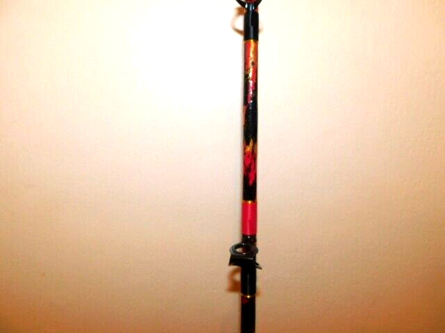 CUSTOM CONVENTIONAL BOAT ROD 7′ 40-80 LB RED, GOLD, BLACK MARBLE TURBOS NEW