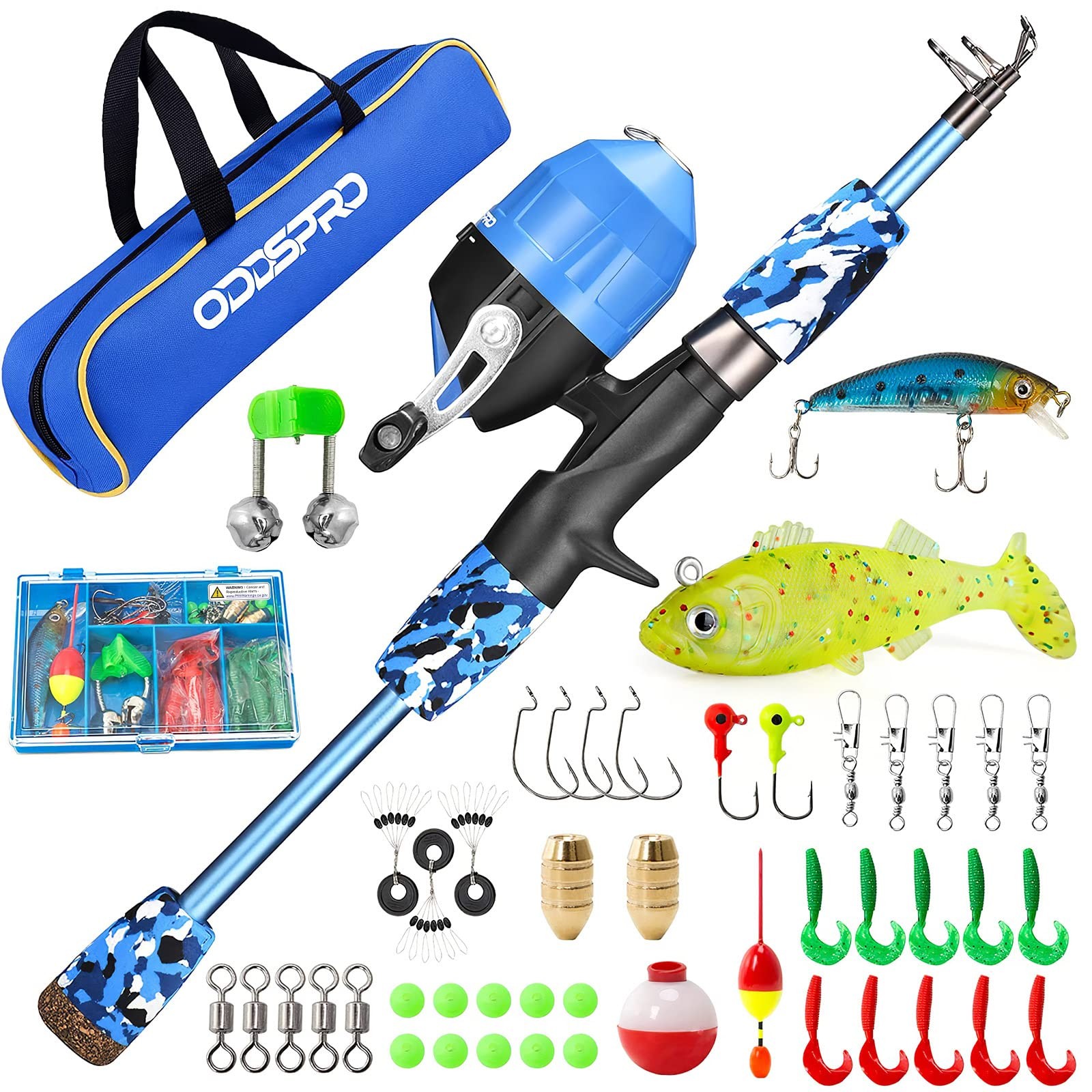 ODDSPRO Kids Fishing Pole – Starter Kit – with 3.94 ft, Blue