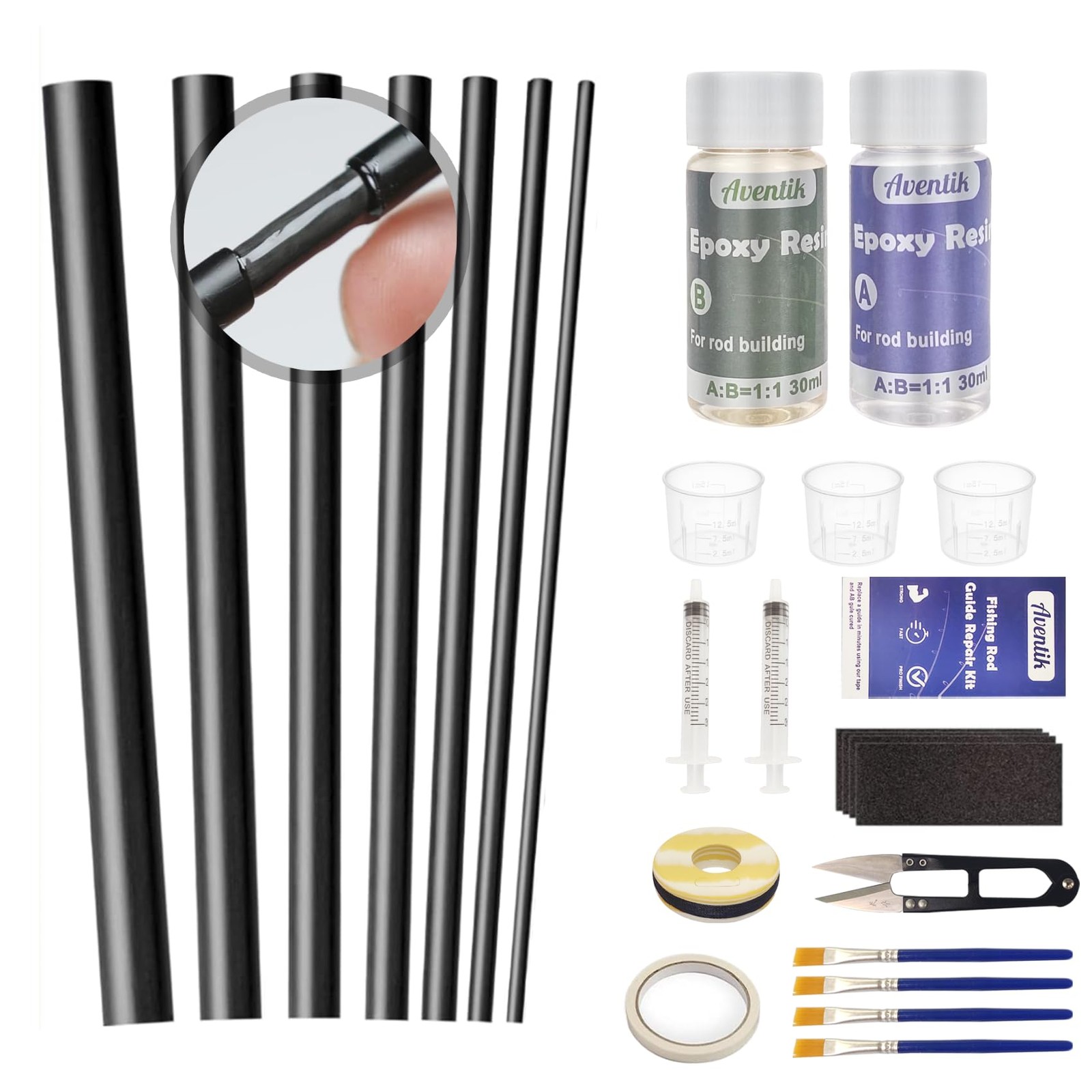 Aventik Fishing Rod Repair Kit Complete with Accesssories, Carbon Fiber Stick Fi