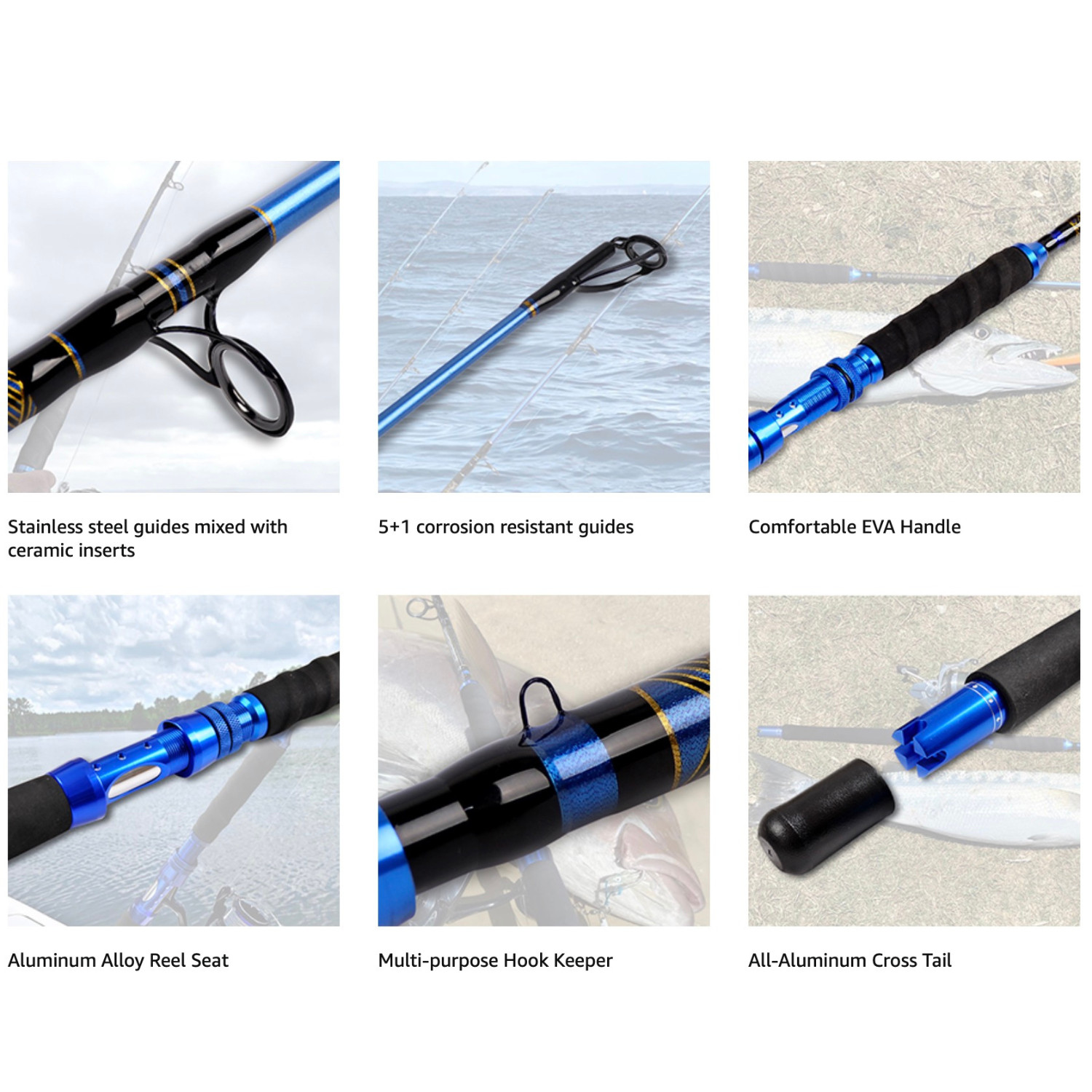 Fiblink 5’6″ Heavy Saltwater Jigging Spinning Rod 80-120lb Offshore Tuna