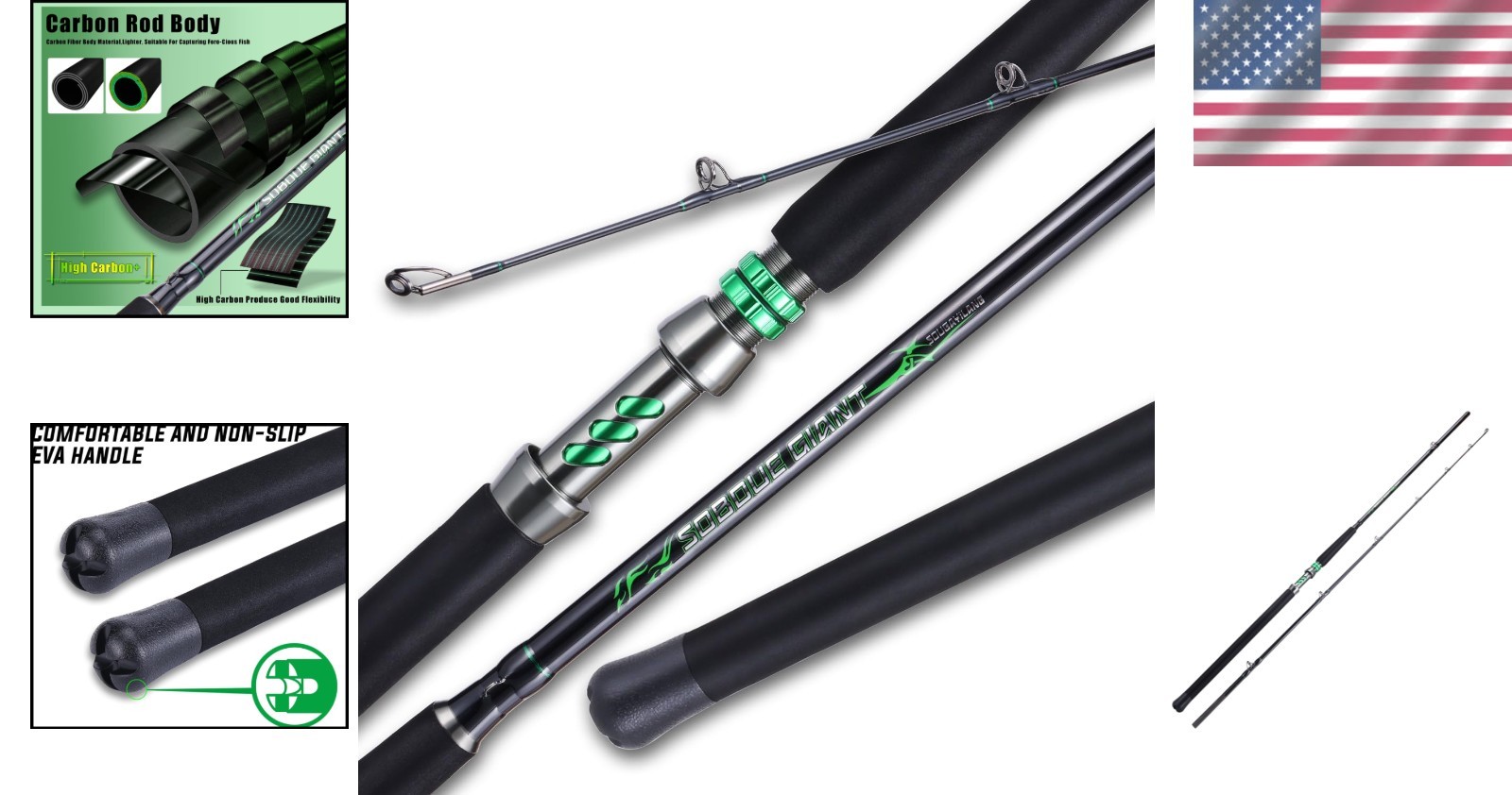 Medium Heavy Catfish Rod for Travel – EVA Handle & Strong Stainless Steel Guides