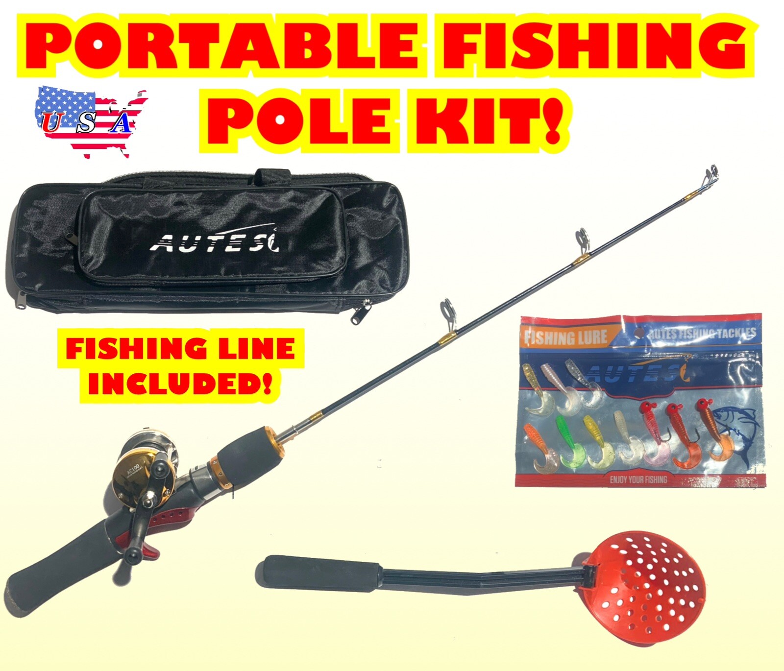 Combo Mini Fishing Pole Kit Fishing Rod Spinning Reel Combo Kit X 3