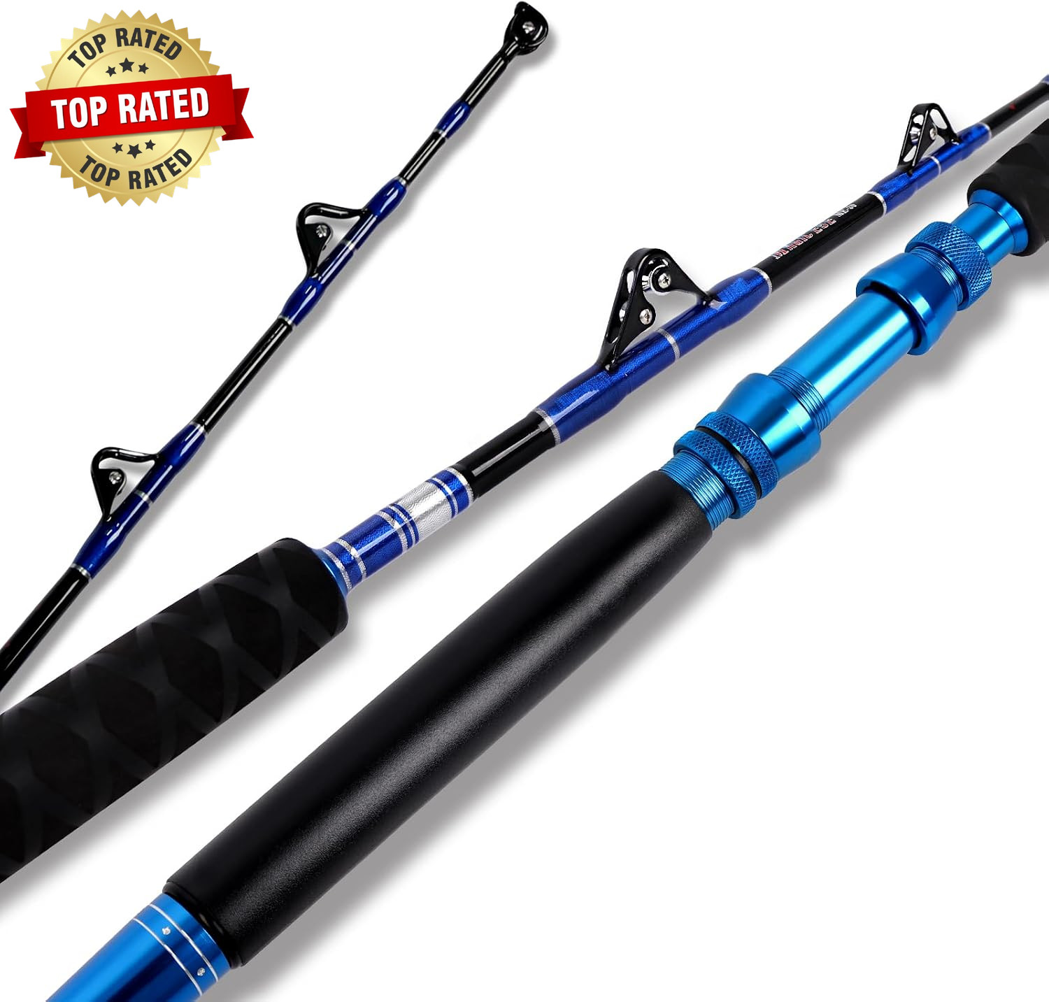 2-Piece Saltwater Offshore Heavy Bent/Straight Butt Trolling Rod Fishing Roller