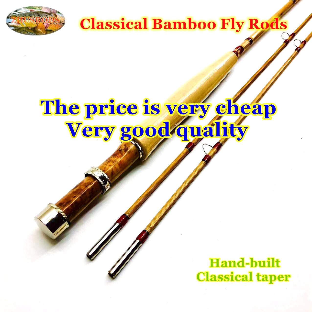 ZHUSRODS Classical Bamboo Fly Rod 6’0″~2 wt/2 Section~2 Tip/Fly Fishing Rods