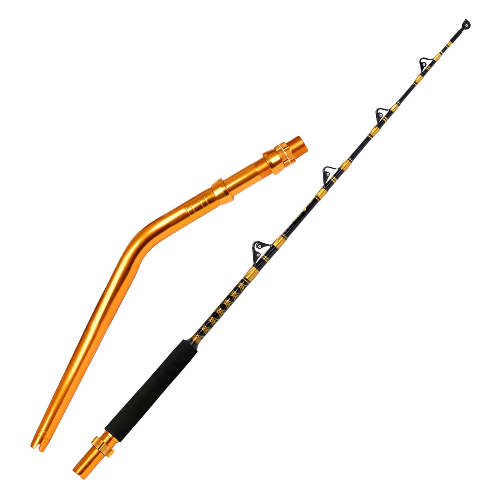 Fiblink Saltwater Fishing Rod 2 Piece Bent Butt Trolling Rod Deep Sea Roller …