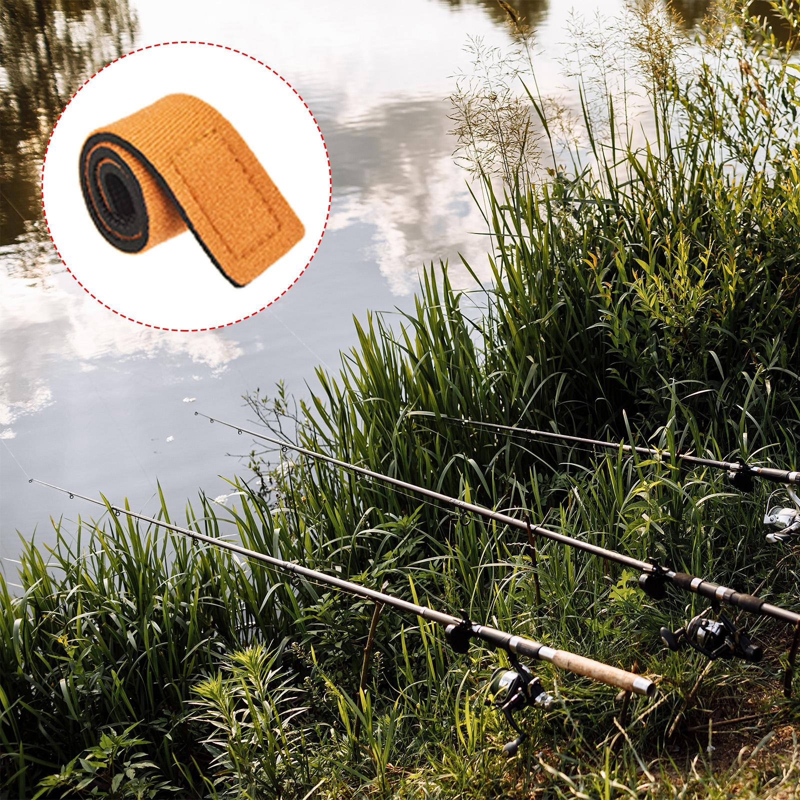 6pcs Fishing Rod Strap, 25cm Stretchy Belts Holders Pole Sleeve Cover, Orange