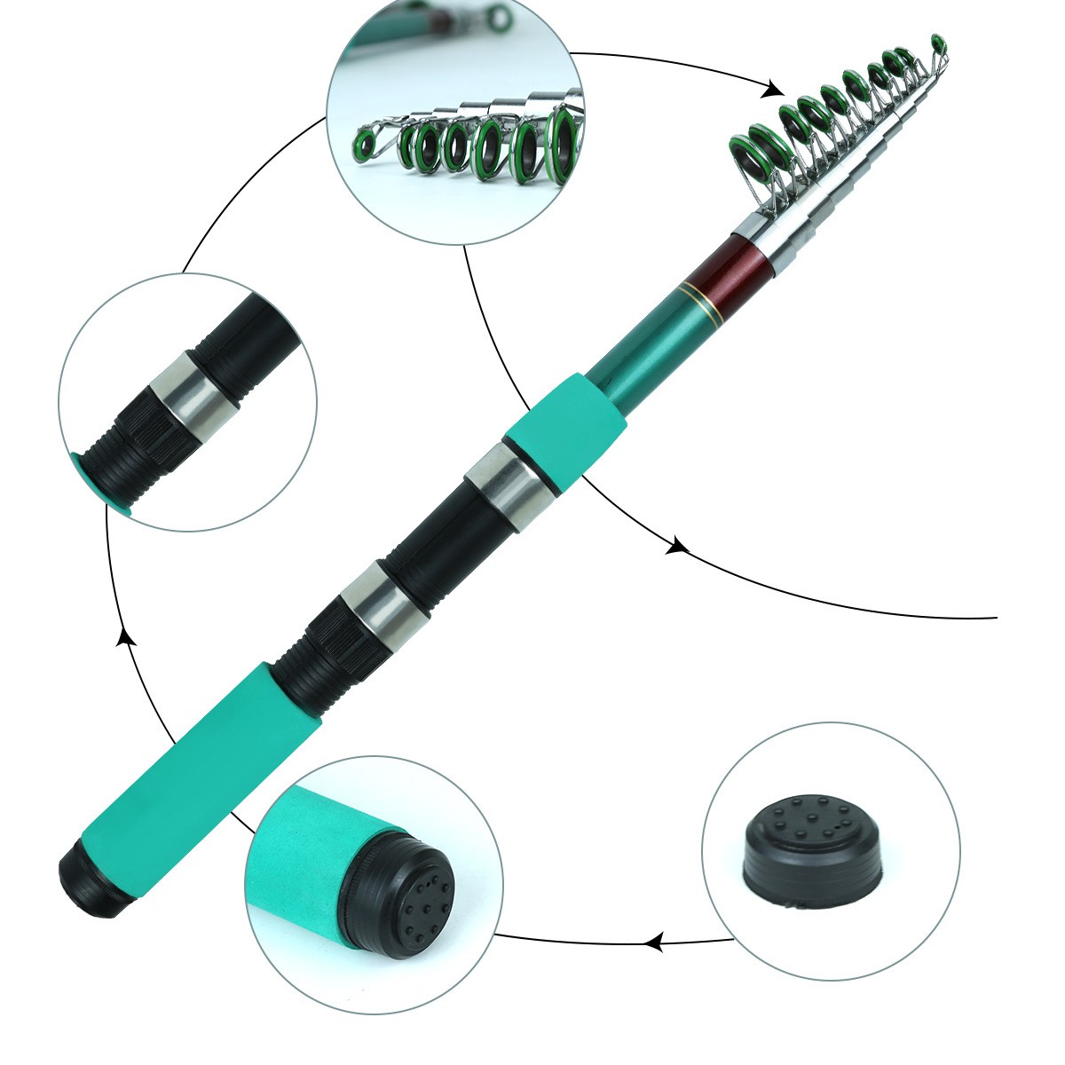1.8M-3.6M Telescopic Spinner Fishing Rod Convenient Short Sea Pole for Portable