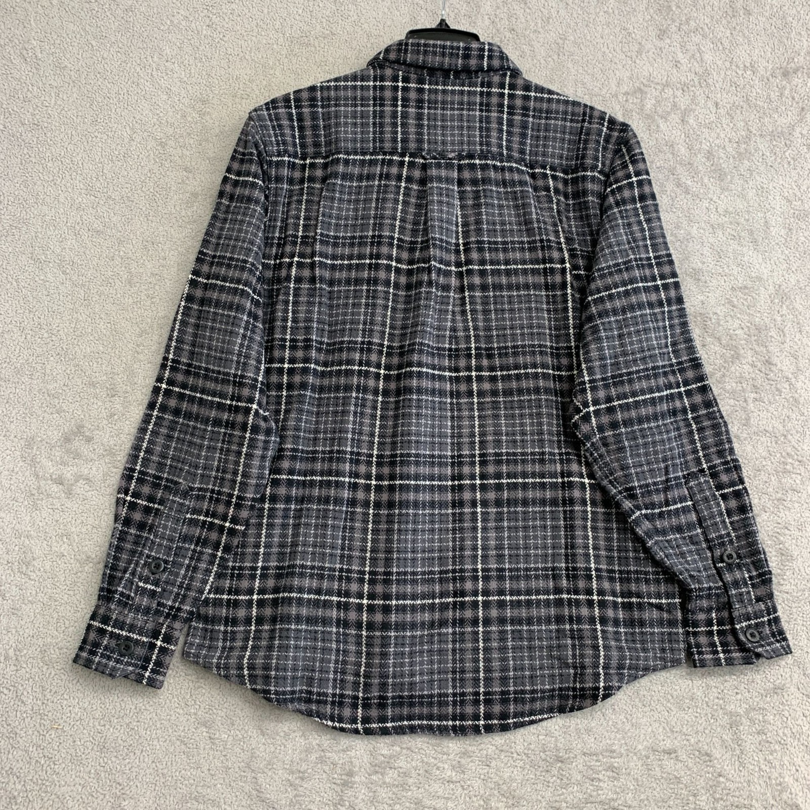 Orvis Men’s S Classic Plaid Flannel Button-Up Shirt Jacket Black & Gray M1110
