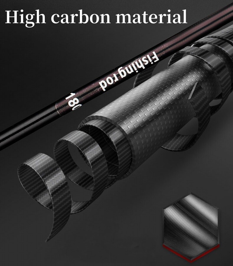 1.5M 1.68M 1.8M Fishing Rods Spinning Casting Pole Carbon Fiber Rod 2 Sections
