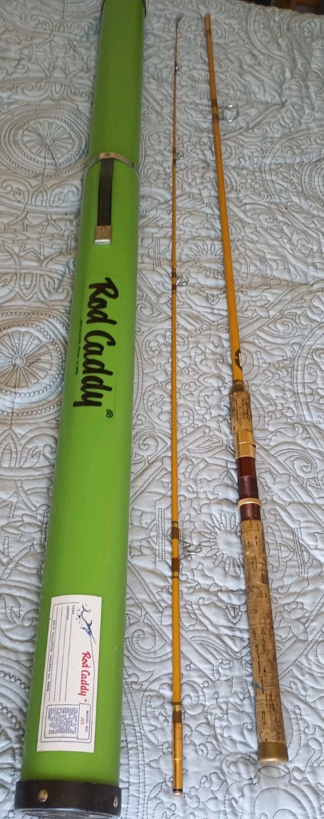 Vtg Rare REEDER Earl MFG Co 2pc Spinning Boat Rod 8’8″ Vancouver WA & Rod Caddy