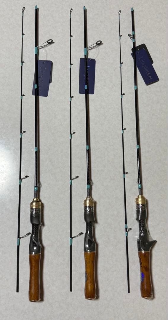 3-Piece Lure Rod Set, 1.37m Spinning & Casting, Wooden Grips, Case