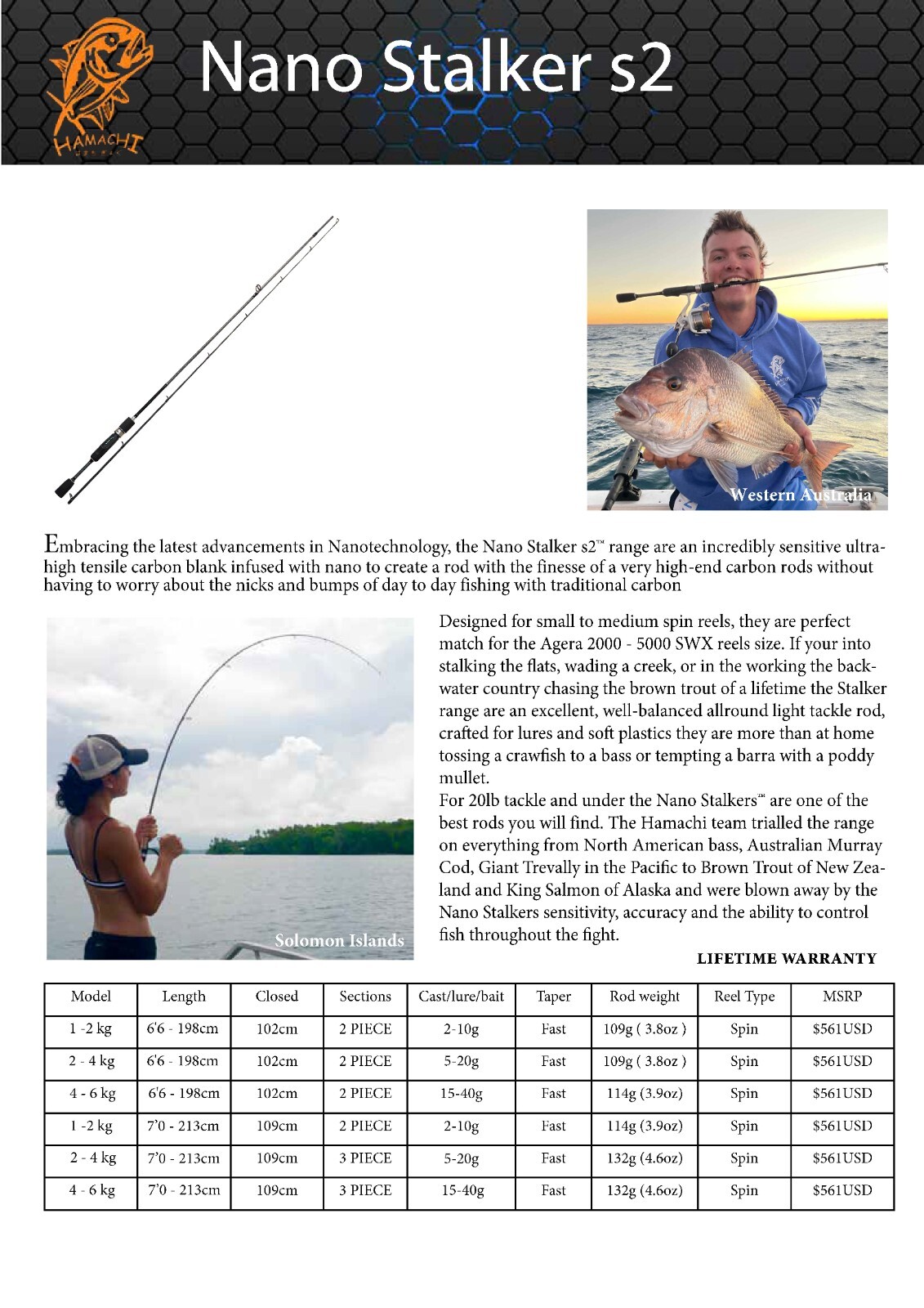 Hamachi Nano Stalker S2 I 4-6kg I 8 – 14lb I Japanese Bass spin fishing rod pole