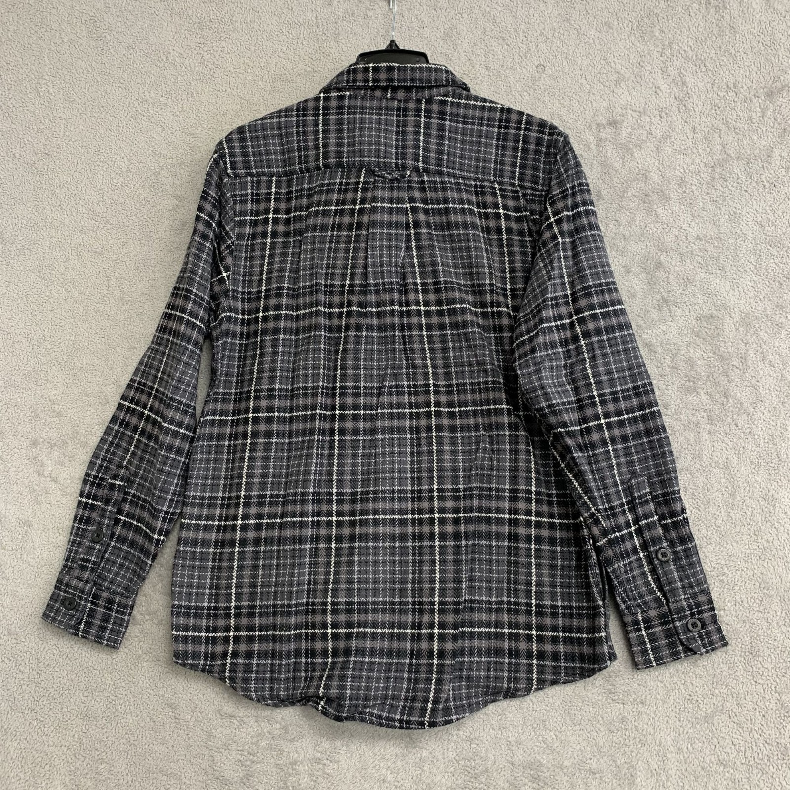 Orvis Men’s S Classic Plaid Beefy Flannel Shirt S Black & Gray 100% Cotton n1299