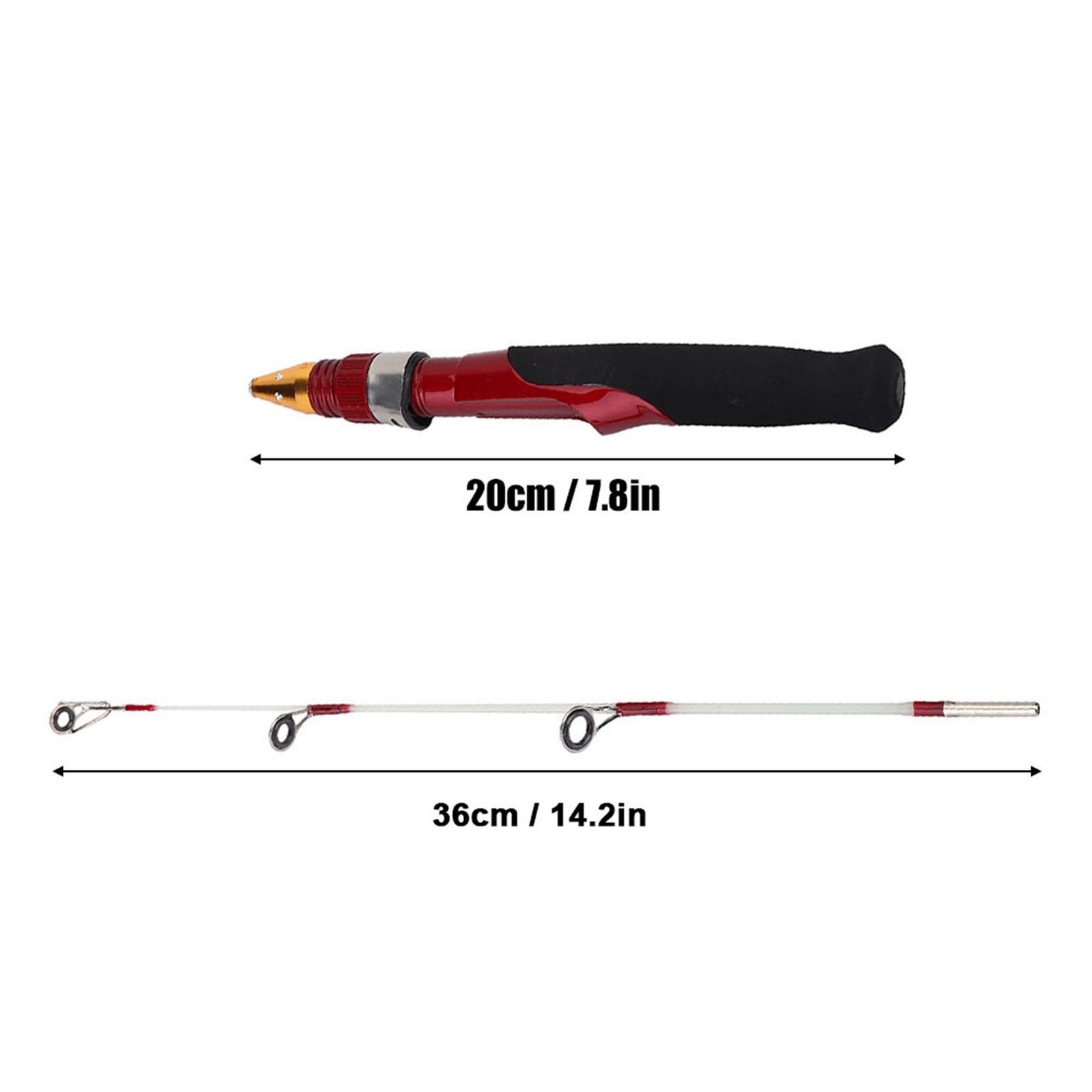 50cm Lightweight Mini 2 Sections Winter Ice Solid Fishing Shrimp Rod Pole