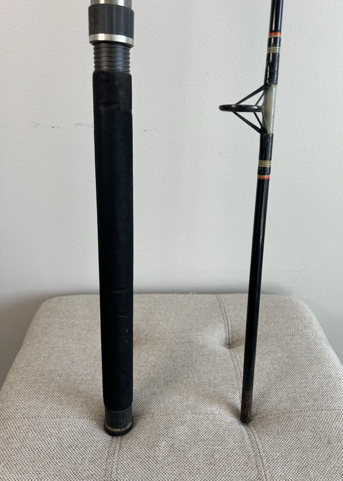 Olympic TT80 Fishing Rod Pole 2-pc 8′ Made In Korea Black & Yellow Vintage