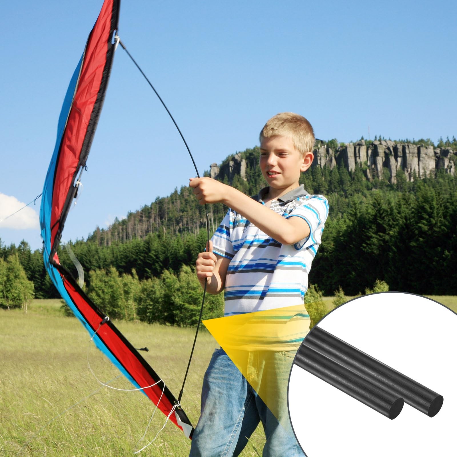 M METERXITY 6-Pack Carbon Fiber Rods, 200mm Length 3mm Dia x 3mm, Black