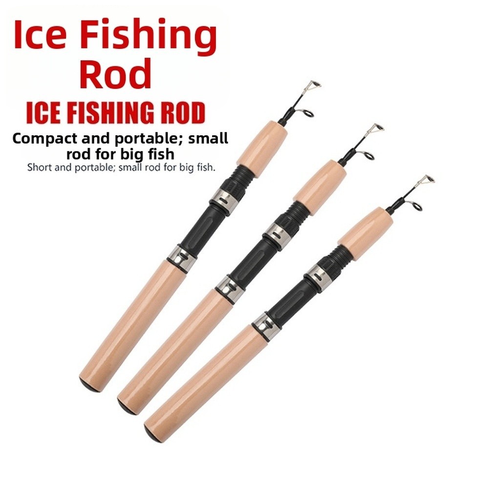 Telescopic Ice Fishing Pole 55cm 65cm 75cm Fiberglass with Grip Handle