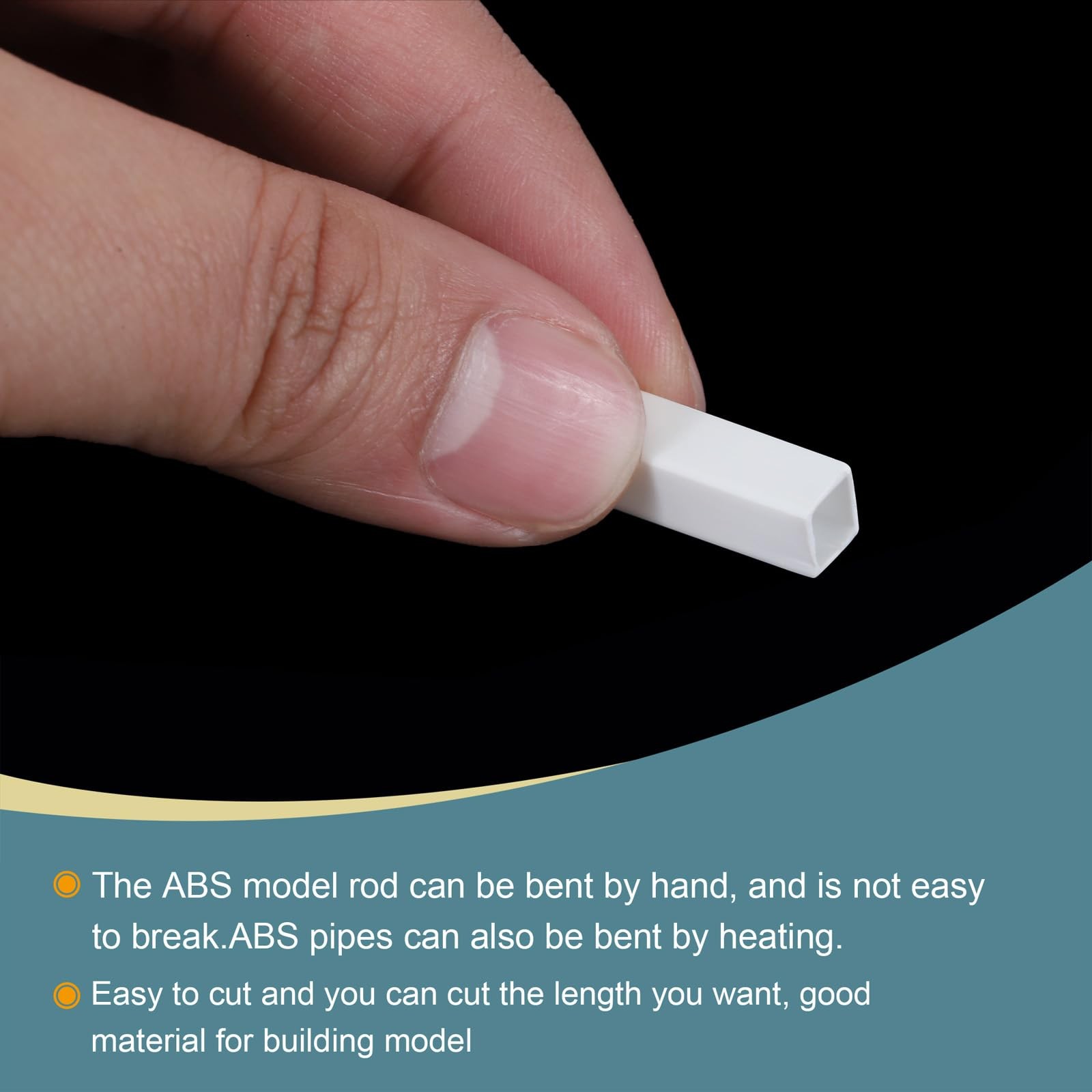 10 Pcs Plastic Model Tube ABS Solid Square Bar 0.24×0.24 Inch 20 Inch White