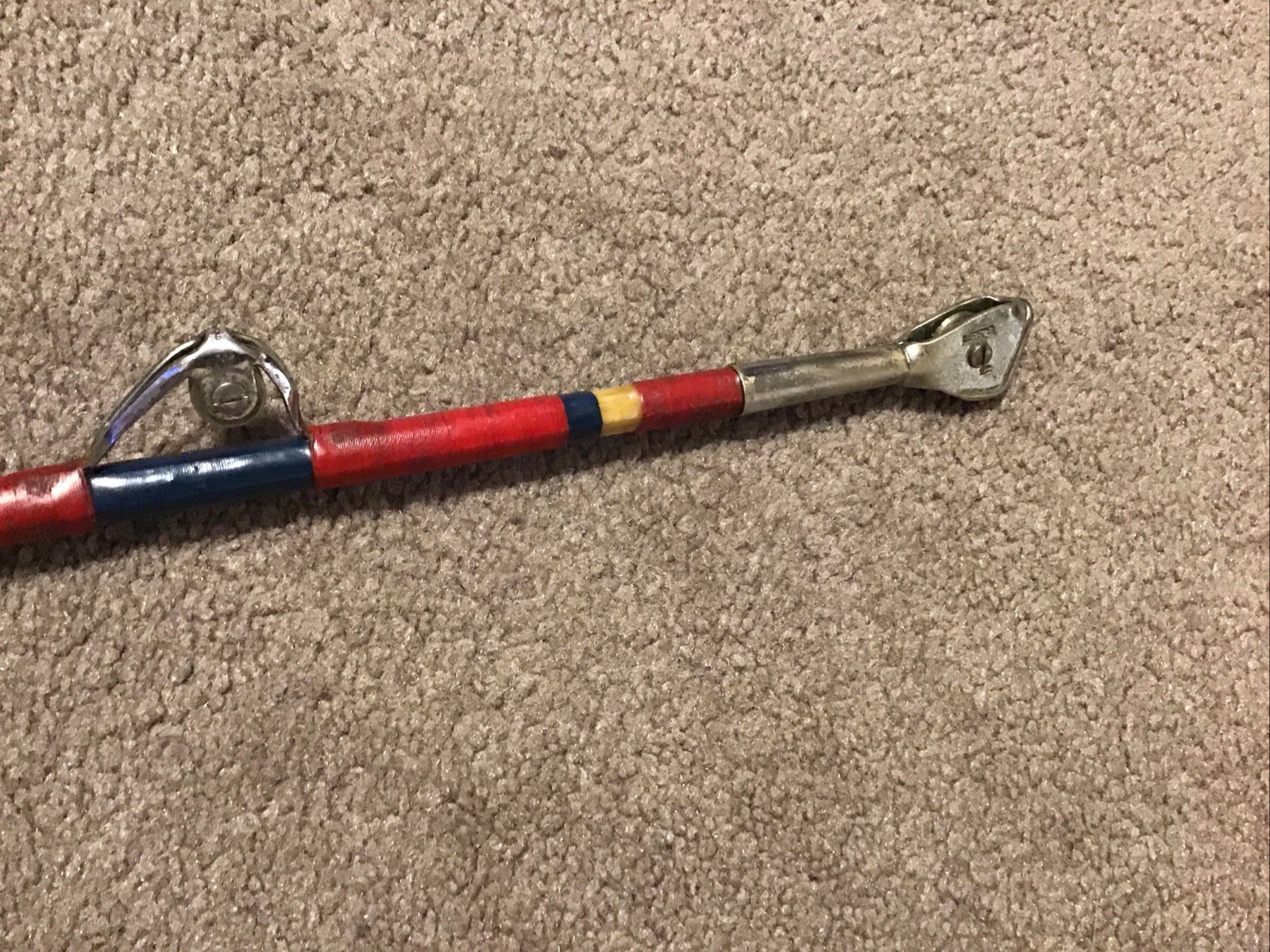 Vintage Hexagon Wood Butt 6’ 6” Aftco Roller Guide 50lb Trolling Rod R75