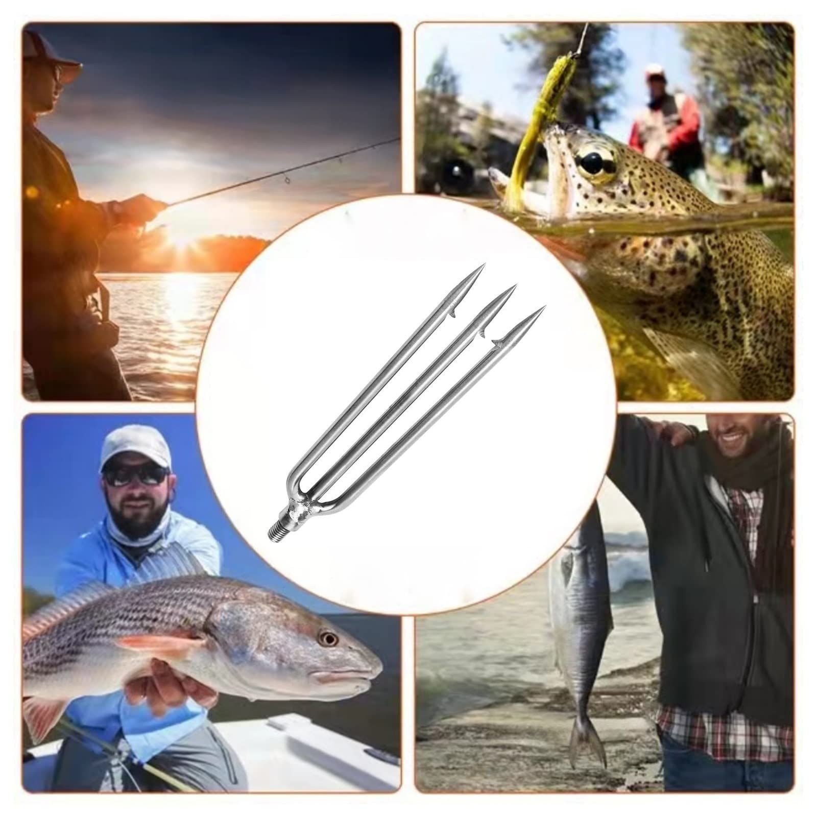 Fish Gaff 6.2ft Telescopic Rods with 1 to 3Teeth,Sea and Ice Fishing Spear,St…