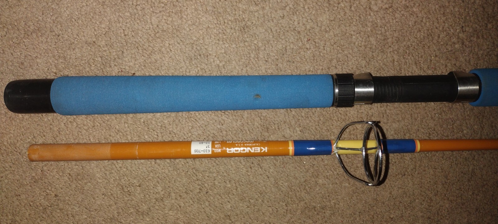 Kencor 610-70S 7’ Tenlew Magnaglas 12-40Lb Spinning Fishing Rod Made In USA RARE