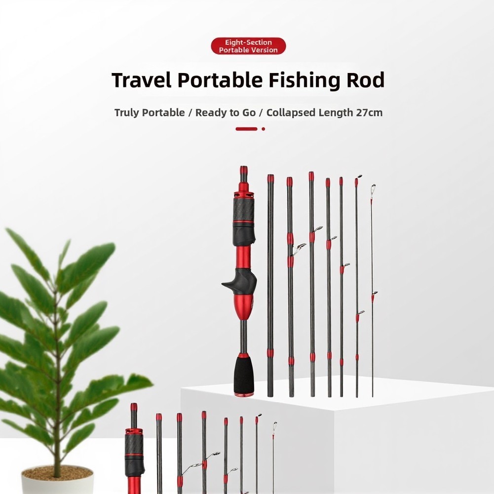 Ultralight 8-Section Carbon Rod 1.68/1.8m Shrink to 27cm Fishing Rod 2-8g