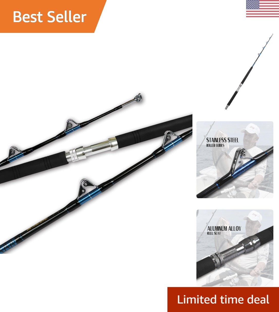 Short Rod Excellence: 5’1″ Saltwater Trolling Fishing Rod with EVA Foam Grip