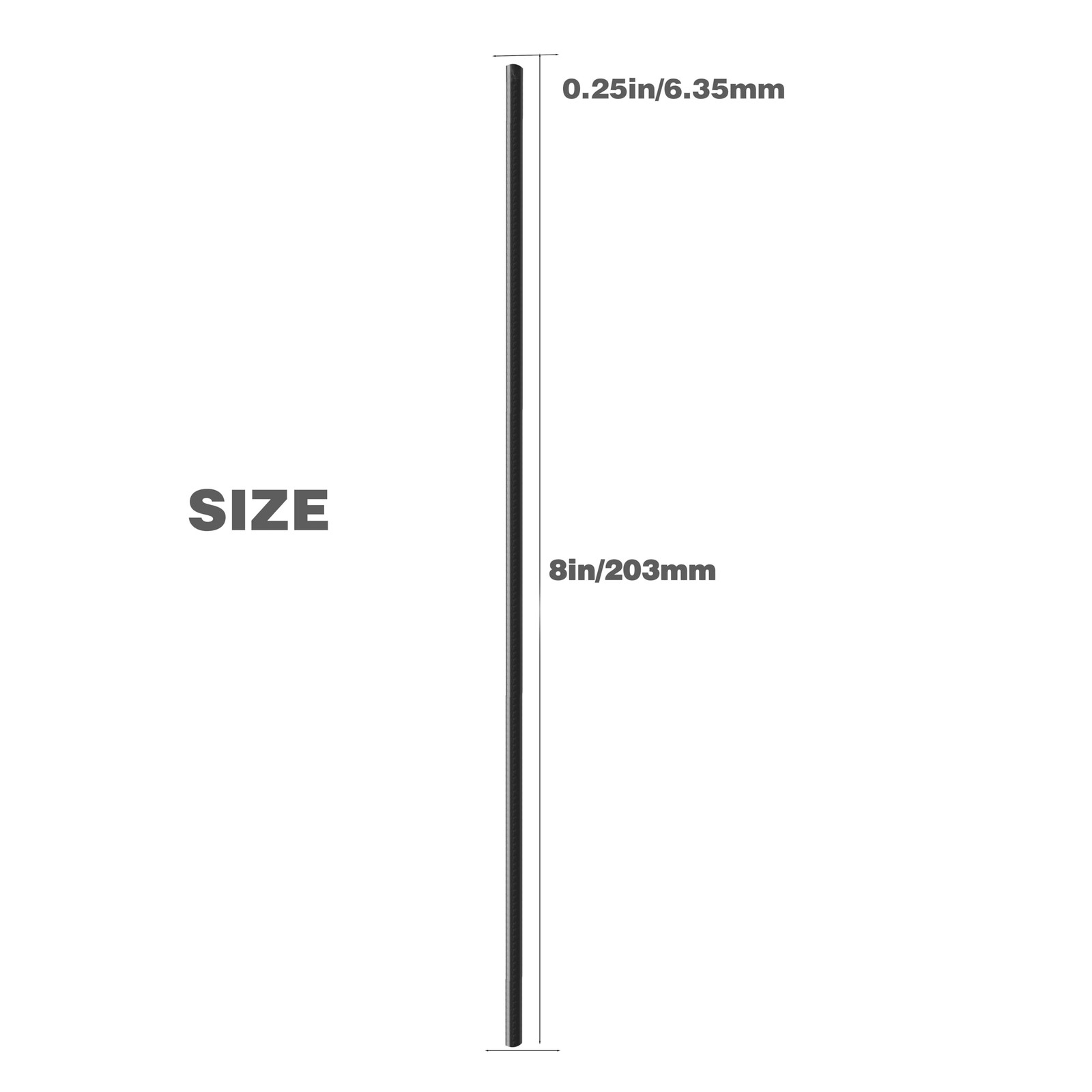 Acetal Copolymer Plastic Round Rod 6mm Diameter 20cm Length Black Solid 6 PCS