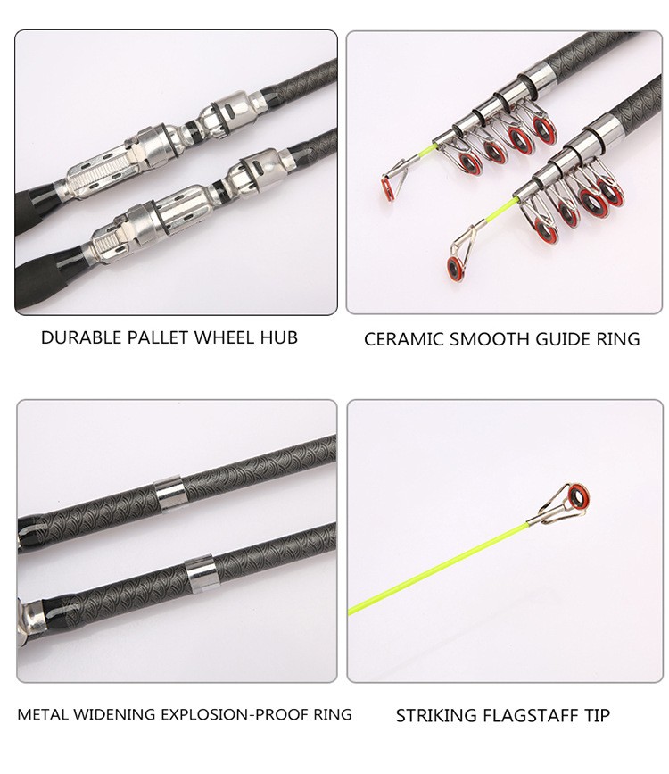 1.0m-2.3m Super Short Telescopic Fishing Rod Portable Lightweight Fishing Rod