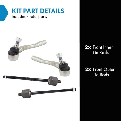 Front Inner and Outer Tie Rod Set 4 Piece Compatible with 08-11 C300 PSA66889