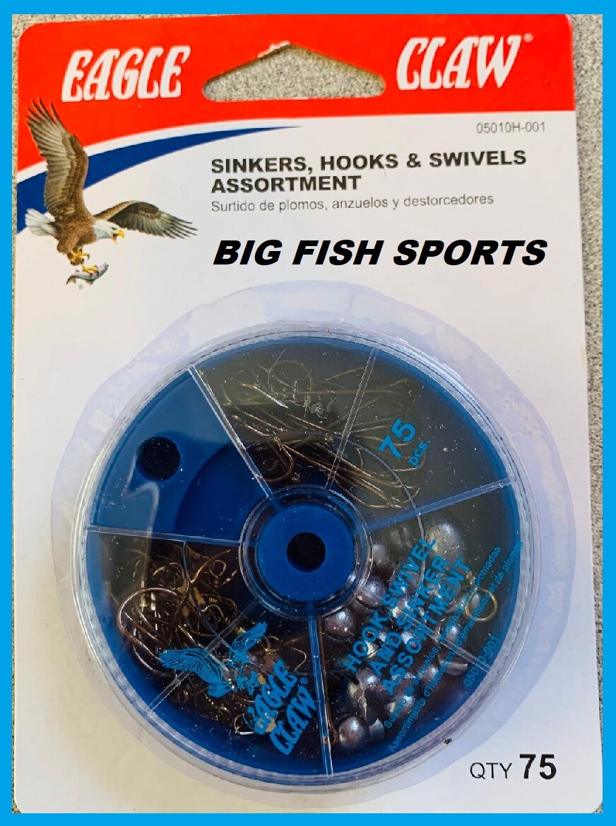 EAGLE CLAW HOOK, SWIVEL AND SINKER ASSORTMENT 75 PIECE #05010H-001 DIAL PACK