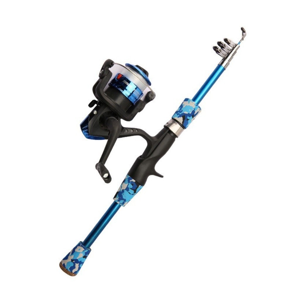 Telescopic Shrink Fishing Rod FRP 1.8m with Reel Bait Hooks for New Anglers