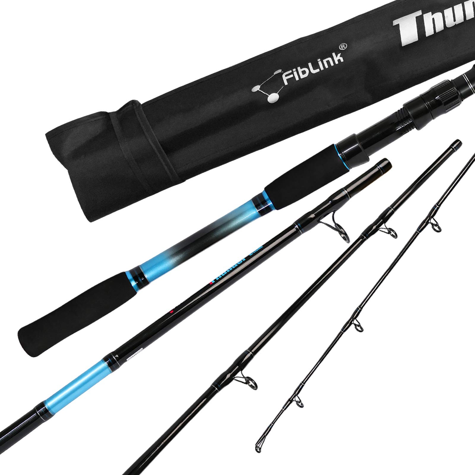 Fiblink 4-Piece 7-Feet Carbon Fiber Fishing Rod Spinning & Casting Travel Portab