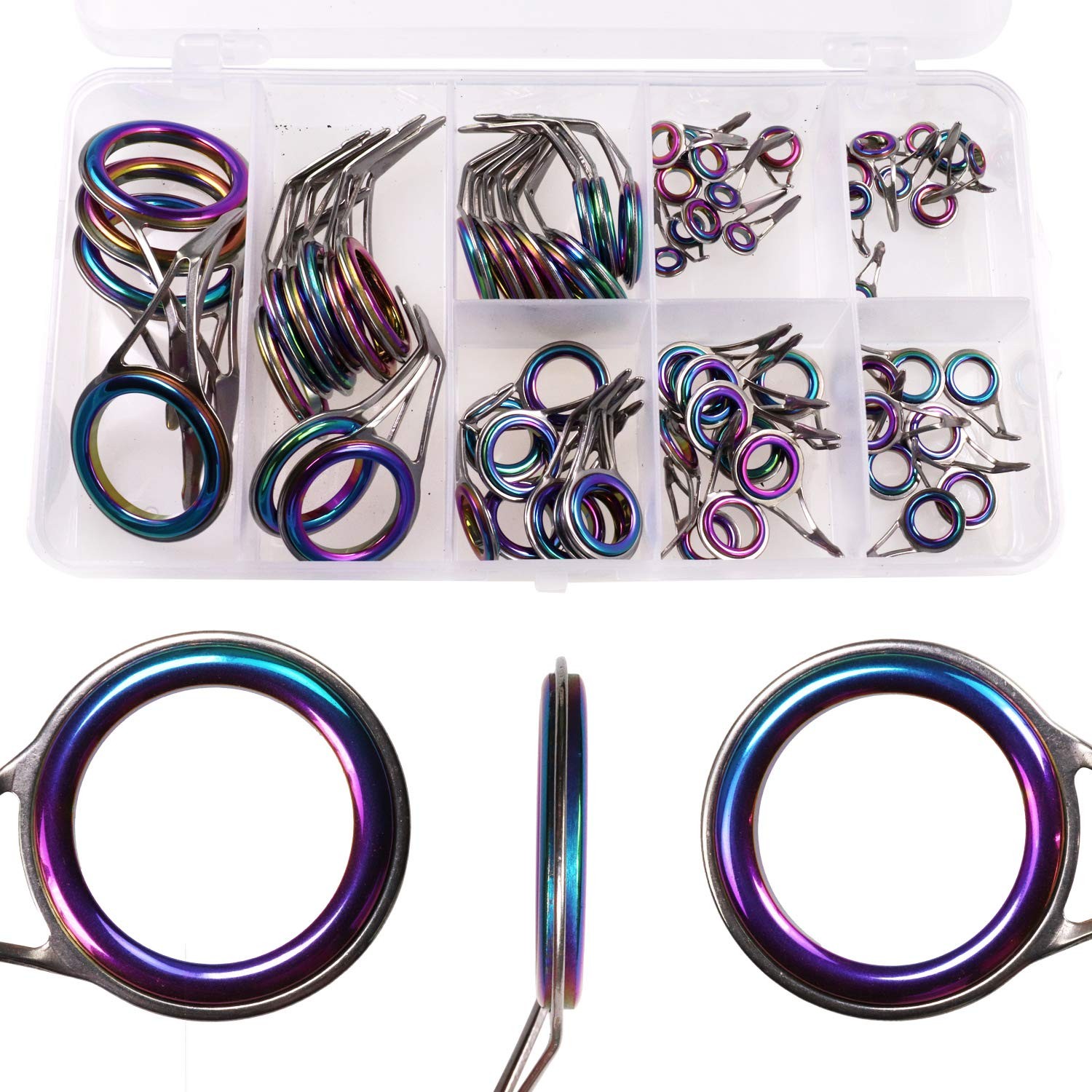 Fishing Rod Tip Repair Kit Stainless Steel Ceramic Ring Replacement 40/75pcs