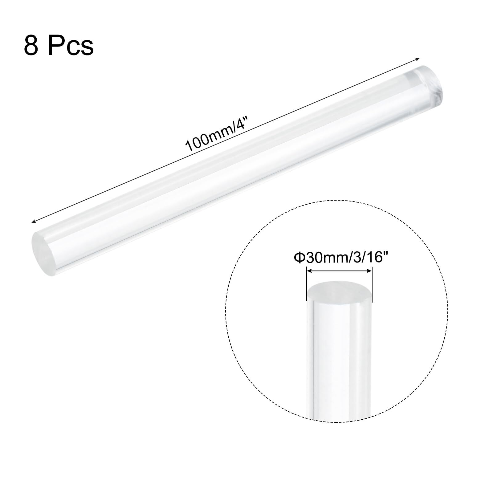 8pcs Acrylic Round Rods 3/8″ x 4″ Clear Acrylic Dowel Rods Sticks Plastic Sti…
