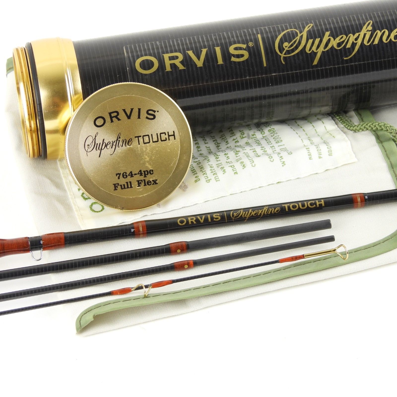 Orvis Superfine Touch Fly Fishing Rod. Full Flex. 7’ 6”. 4wt. W/ Tube & Sock.