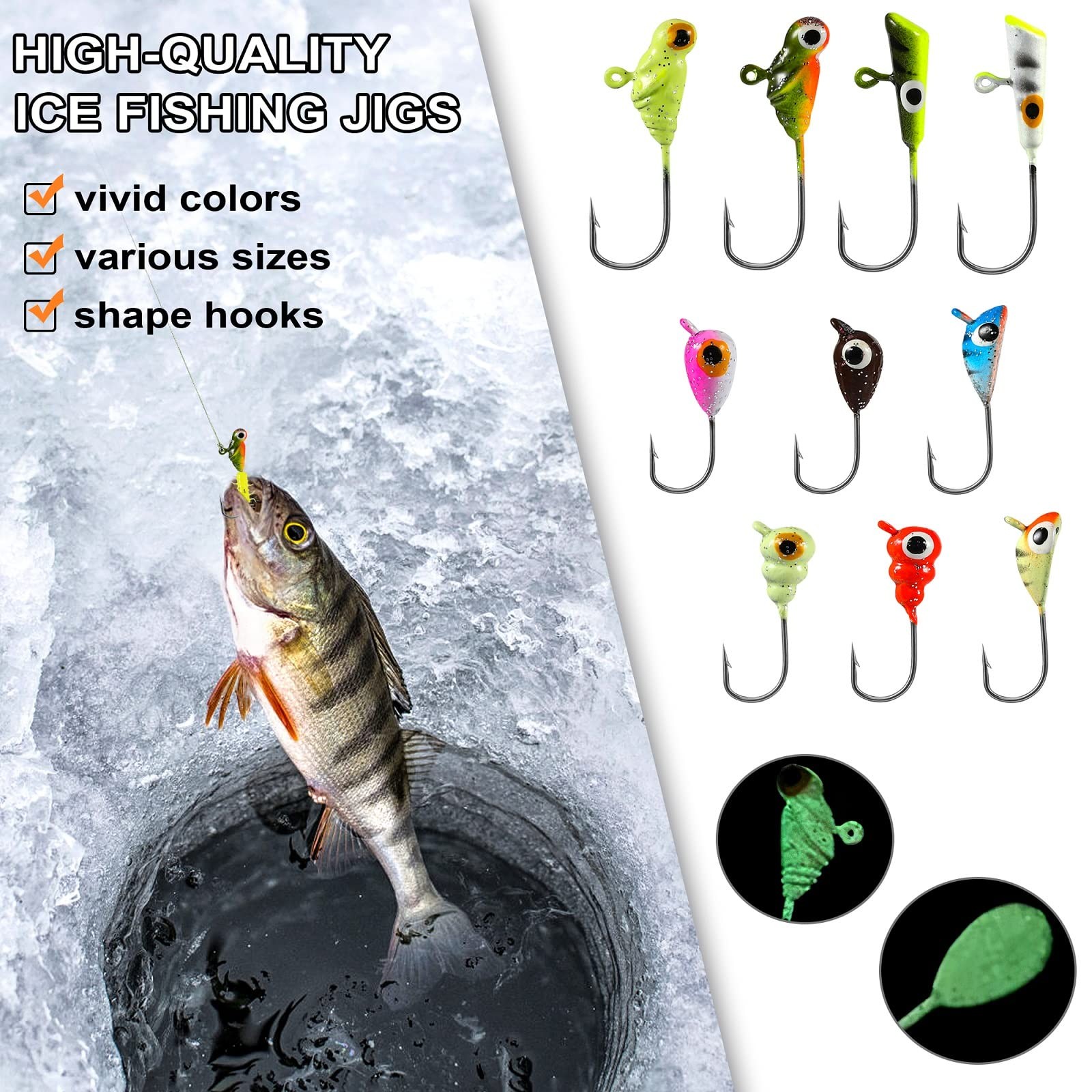 PLUSINNO Ultralight Ice Fishing Rod Reel Combo 26/27/28in Medium Light Winter
