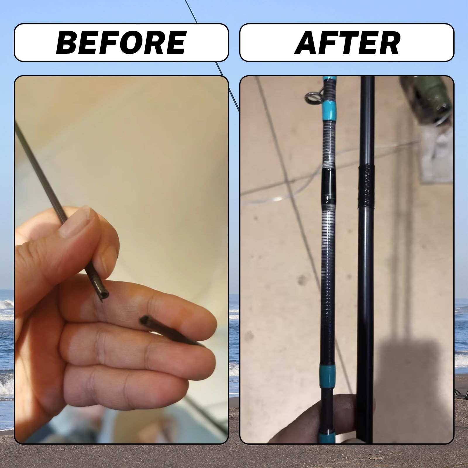 Carbon Fiber Rod Fishing Rod Sticks Repair Kit for Freshwater & Saltwater Bro…