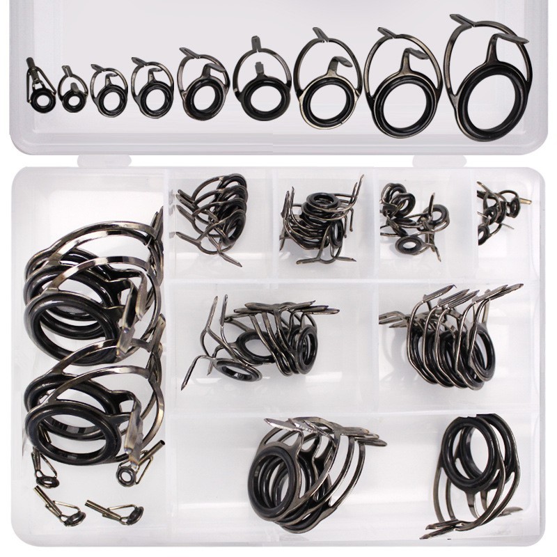 Complete Repair Kit of Fishing Rod Guide Rings 40/45Pcs Set with Fish Box
