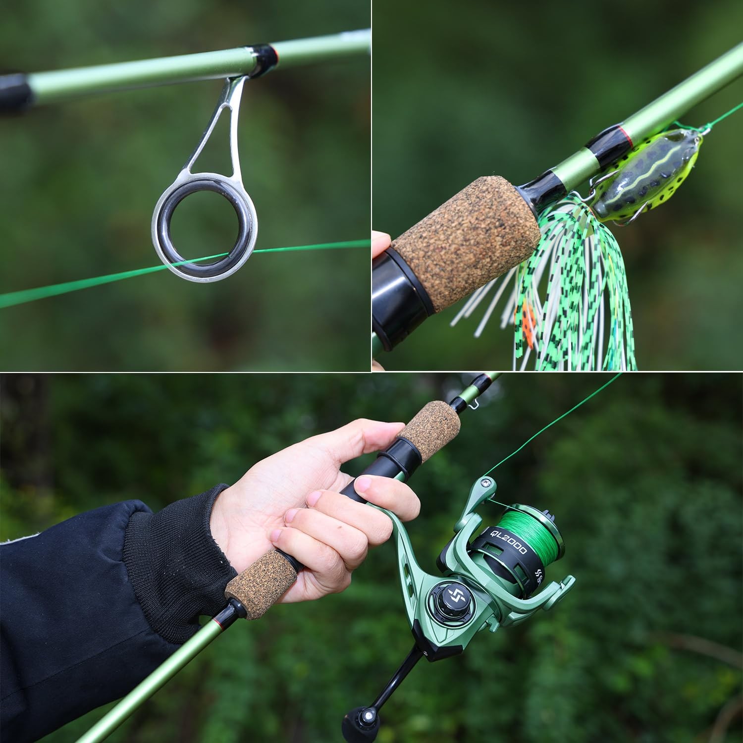 Bass Fishing Rod Combo, 30-Ton Carbon Fiber, Spinning, 5.2:1 Gear Ratio