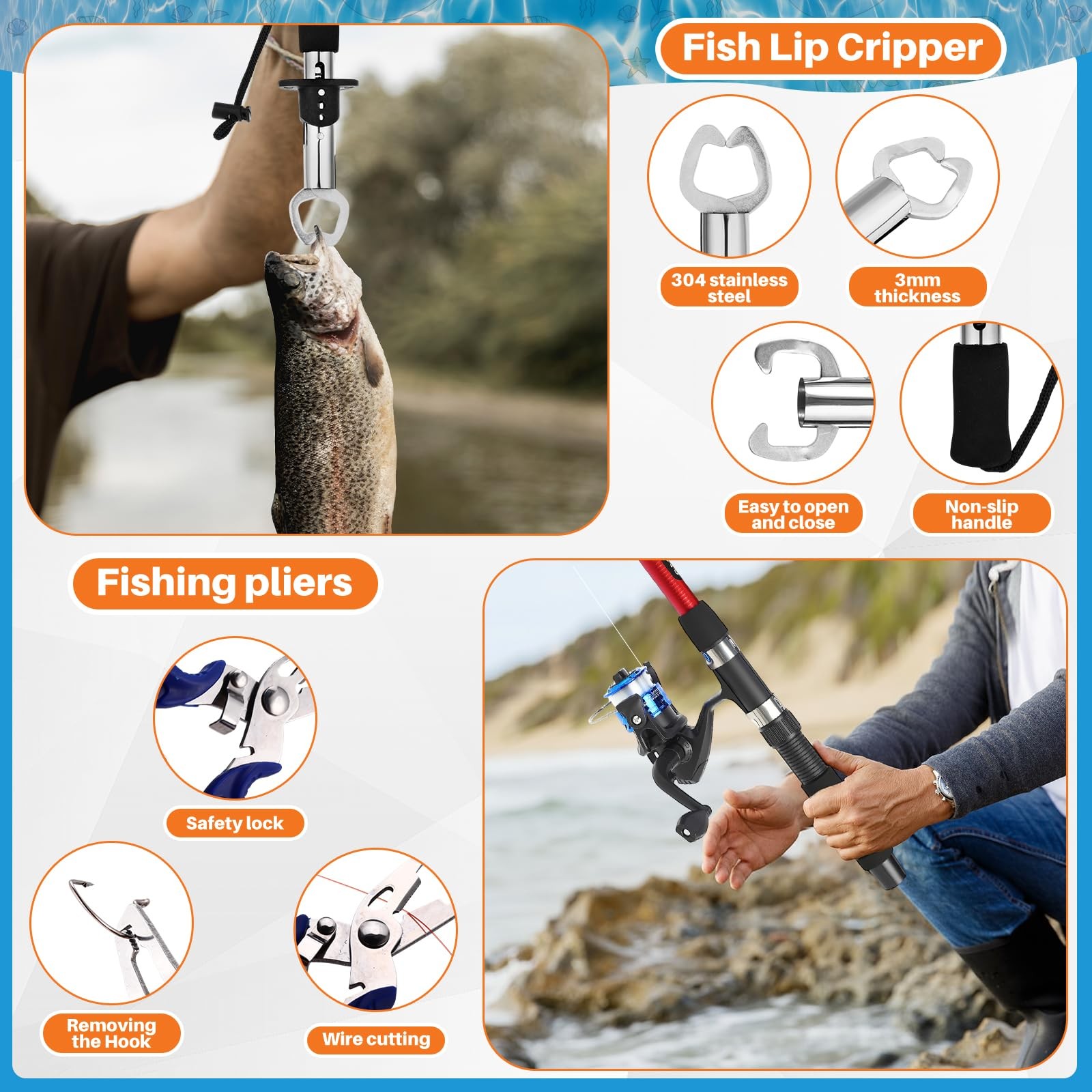 MiniInflat Telescopic Fishing Rod and Reel Combo, 6.89ft 2pcs Collapsible Rod wi