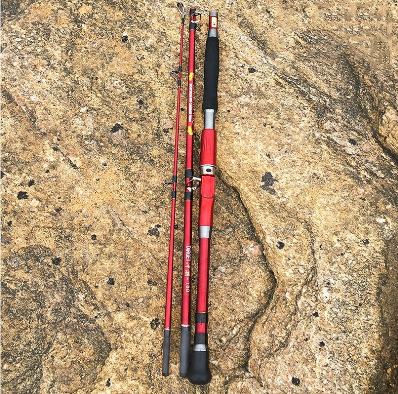 Boat Fishing Rod Travel Carbon Fiber Spinning Casting Rod 3 Section Sea Big Game