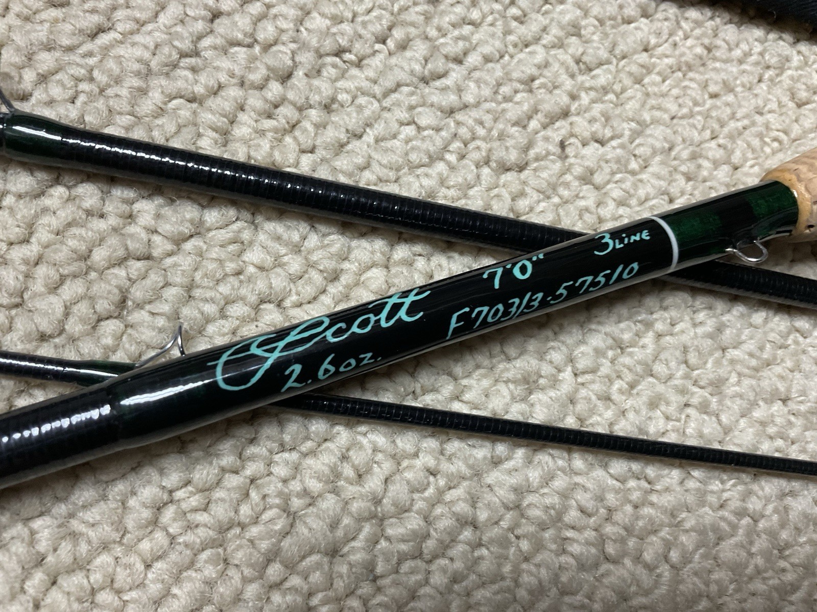 Vintage Scott F703/3 Fly Rod 7′ 3wt 3pc Black Fiberglass Telluride **NICE**