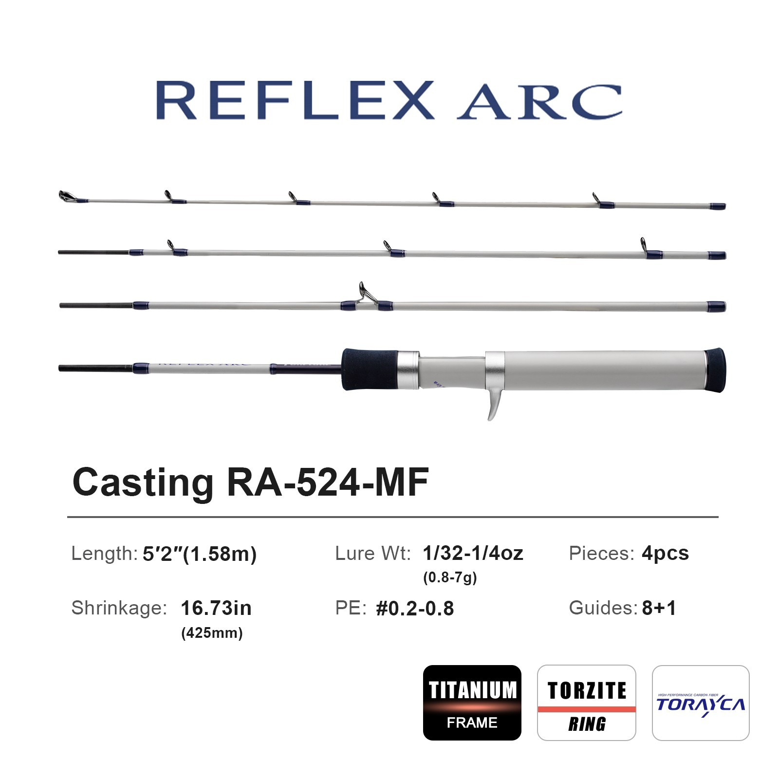 PURELURE REFLEX ARC Flick Casting BFS Fishing Rod Cast/Spin 4-Piece 6’1″-6’7″