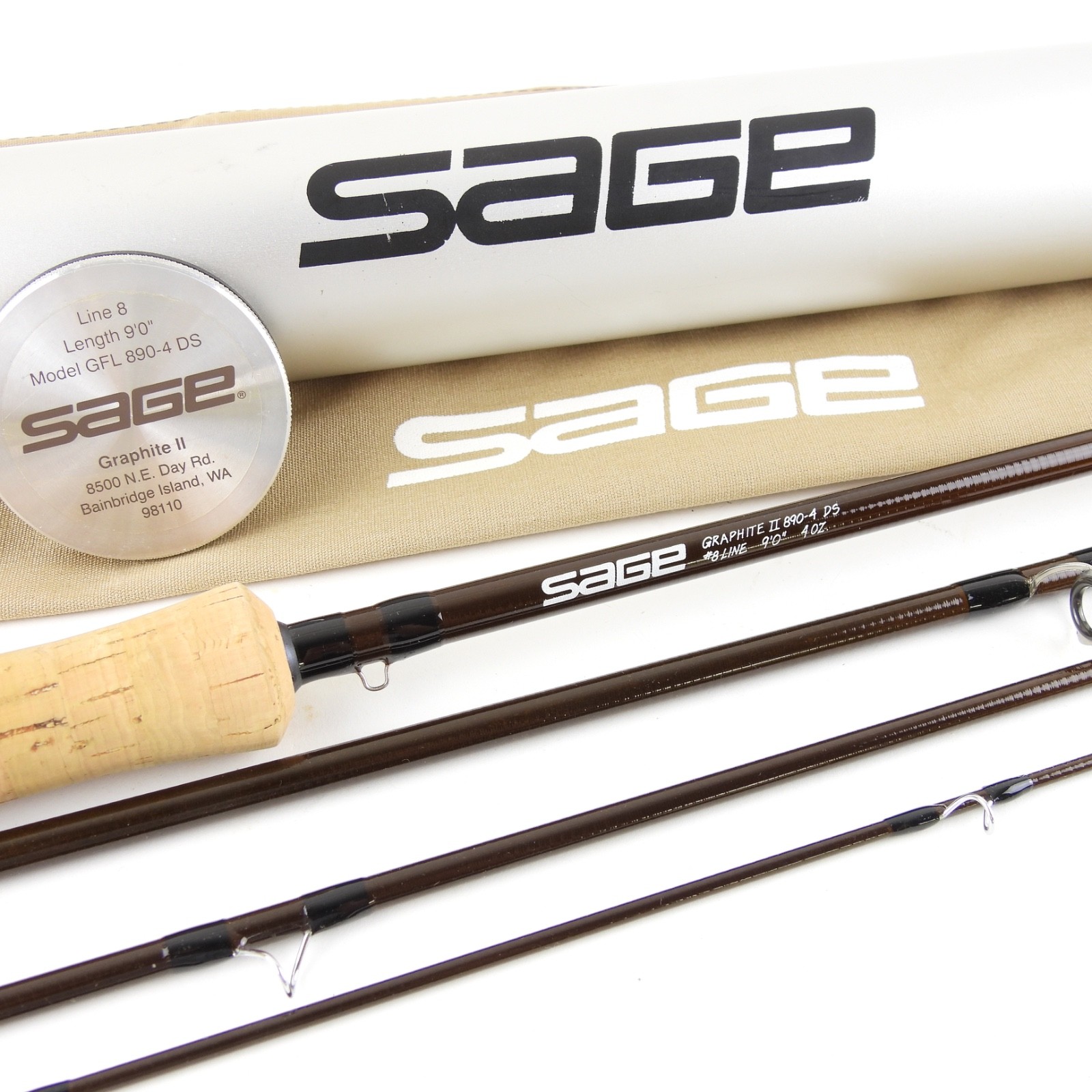 Sage Graphite II 890-4 DS Fly Fishing Rod. 9’. 8wt. W/ Tube & Sock.