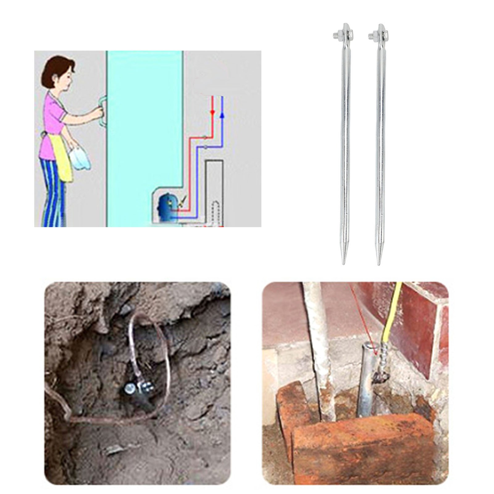 2 Pcs Ground Rods Heavy-Duty For Effective Grounding In Fences Easy To Use