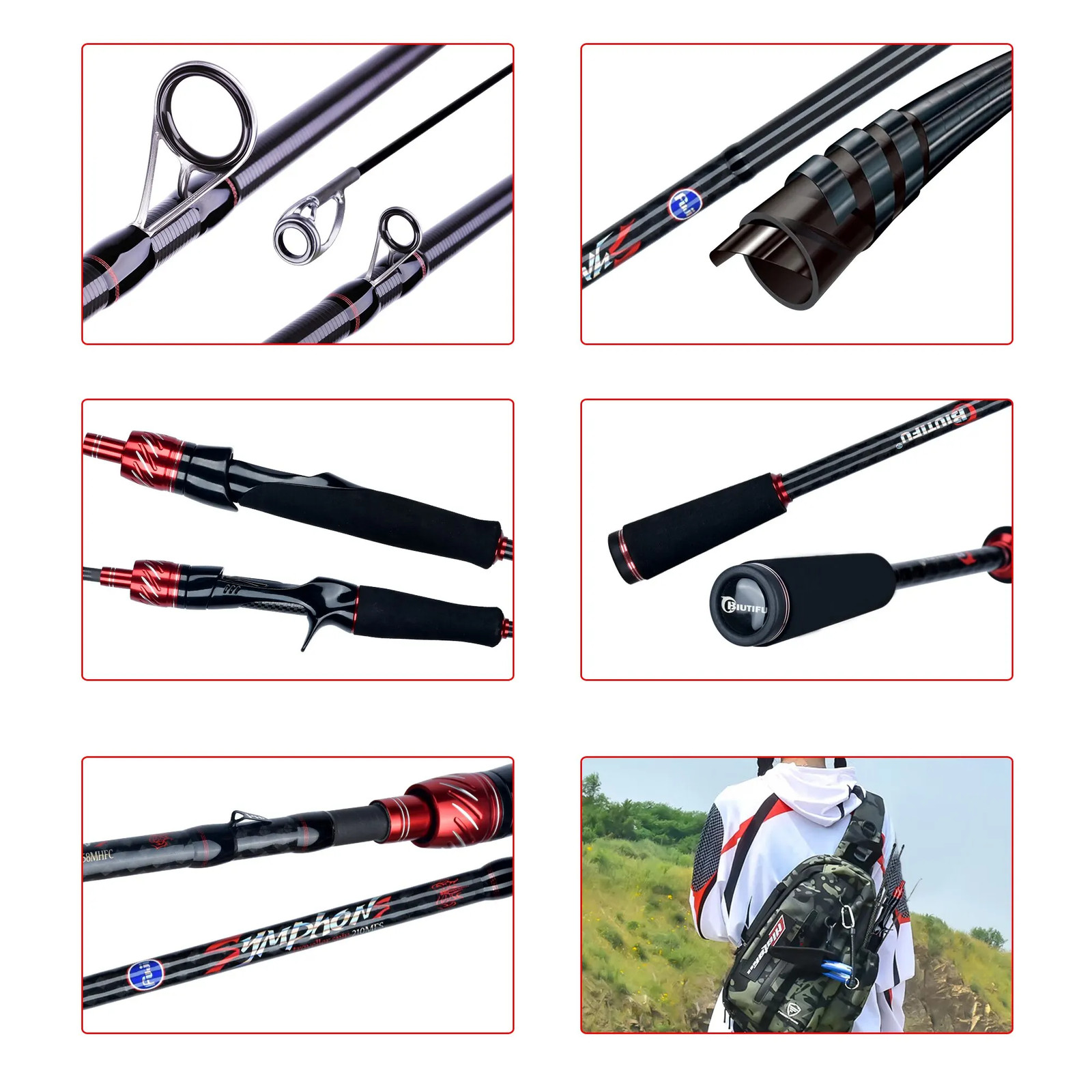BIUTIFU Traveller Spinning Casting Fuji Lure Mini Rock Fishing Rod 1.8/2.1/2.4/2