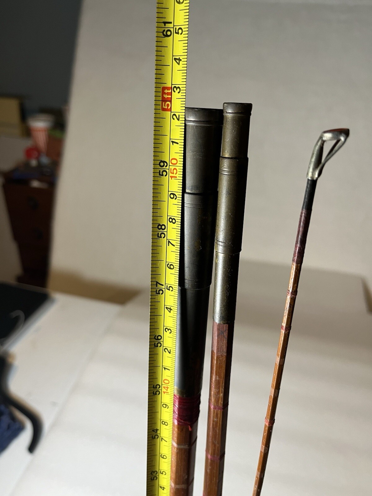 Vintage Noris Original 0211 Wood Fishing Pole 3 Sections 5’ Each Total 14’ 7”